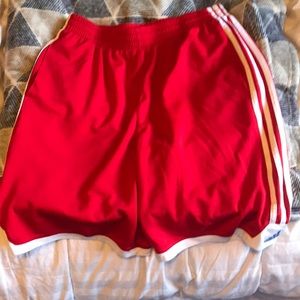 Red adidas shorts